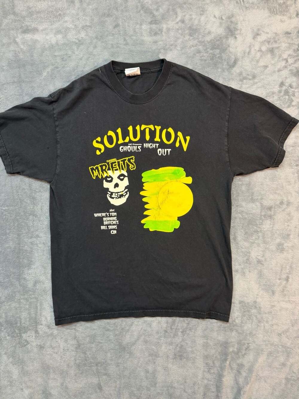 Large Vintage Solution Ghouls Night Out Featuring Mr. Fits Black T-Shirt